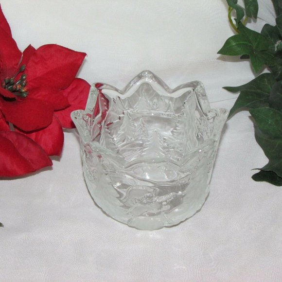 Mikasa Christmas Story Vintage Candle Holder Heavy Glass Holiday Decor - Picture 2 of 5